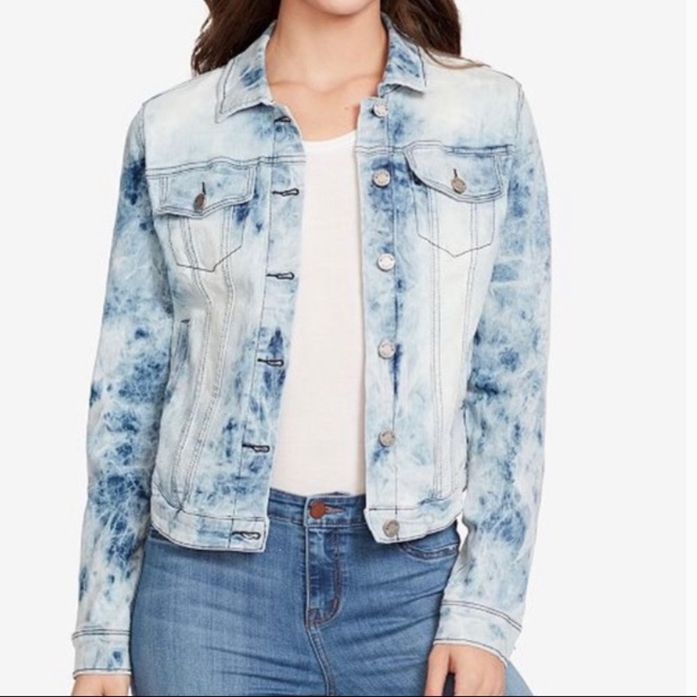 William Rast Acid Wash Stretch Crop Jean Jacket - Picture 1 of 4